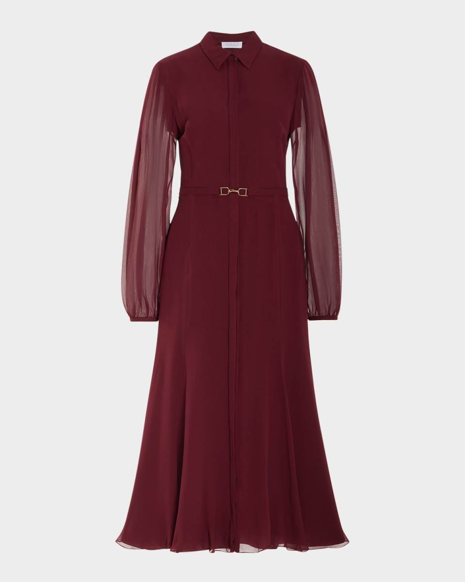 Holt Shakle Belt Long-Sleeve Midi Shirtdress